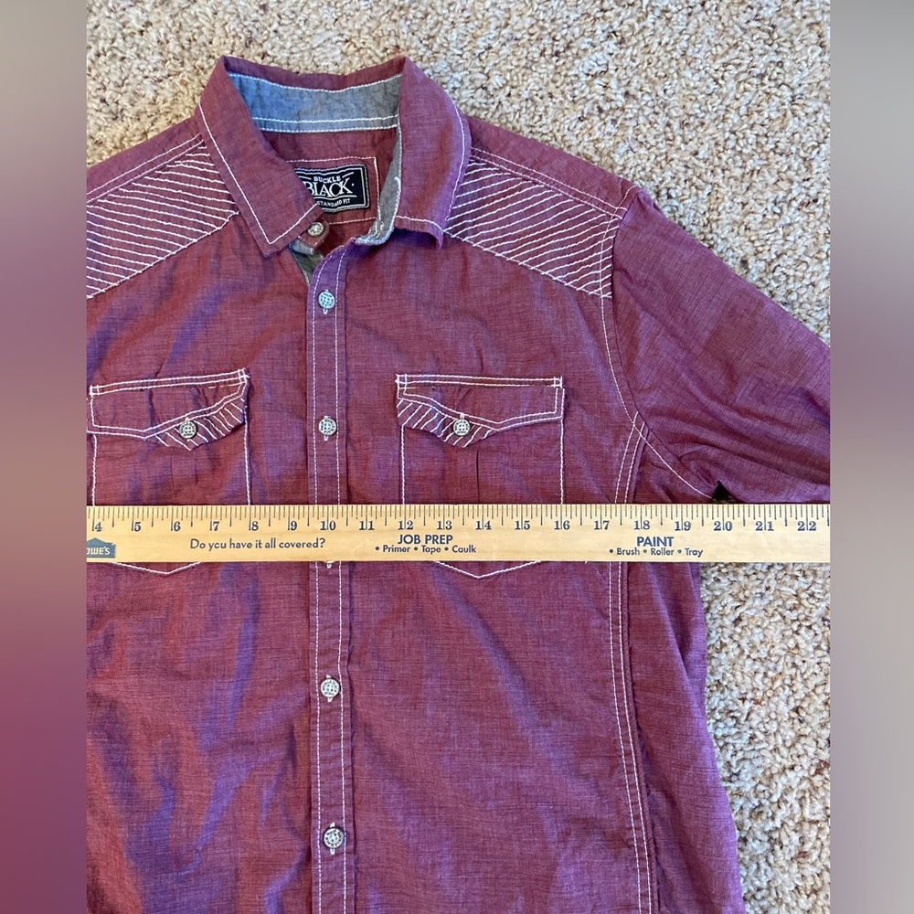 Men's Buckle Black Button Front Shirt - M- Tailored Fit - Picture 8 of 10